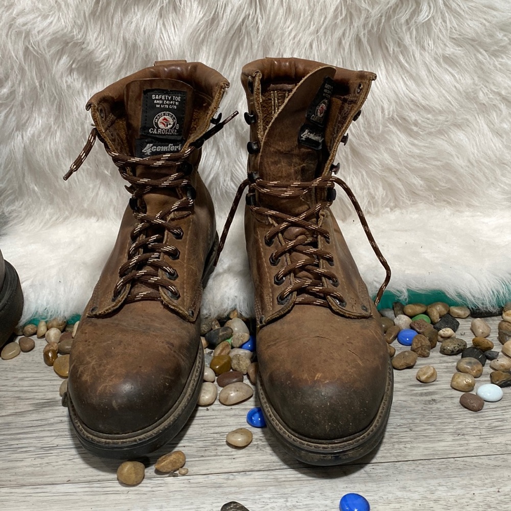 Carolina Leather Work Boots Brown Lace Up Safety Composite Toe Size 8.5 D